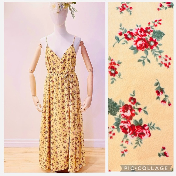 Dresses & Skirts - 🌼 Yellow Prairie Floral Maxi Dress (Adjustable Straps)